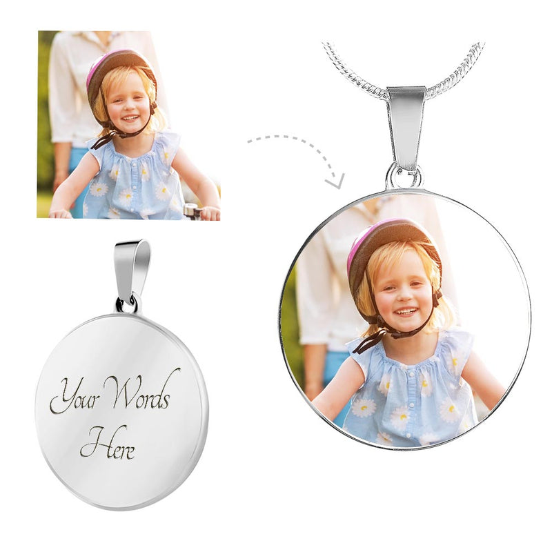 Luxury personalized photo necklace with circle pendant